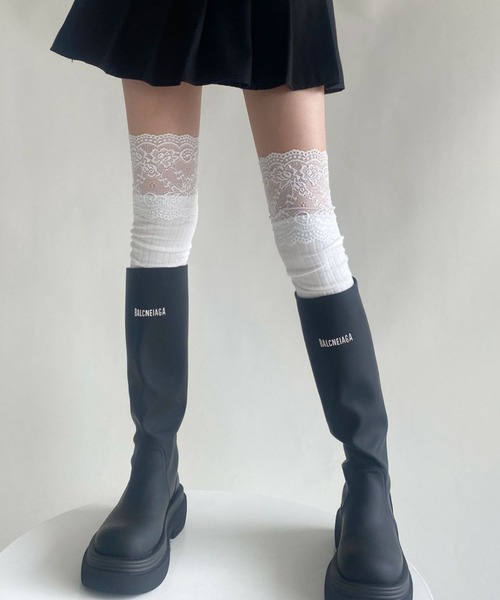 Vipoa(ヴィポア)の「lace knee high socks(ソックス/靴下・レディース・ホワイト/ライトグレー/グレー/ブラック・FREE)」の13枚目の写真