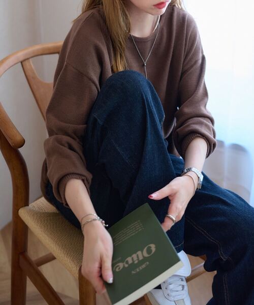 KOBE LETTUCE(コウベレタス)の「ボートネックorタートルネックもっちりニットチュニック(ニット/セーター・レディース・ブルー系/ブラック系/グレー系/アイボリー系/ブルー/グレー/アイボリー系1/ピンク系/ピンク/ブラウン/ブラウン系/ブラック・M)」の5枚目の写真