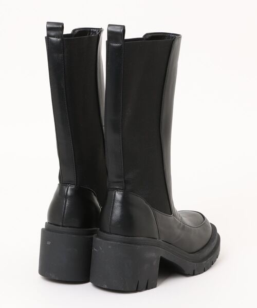 Fabby fabby（ファビィーファビィー）の「サイドゴアブーツ　ミドル丈　厚底ヒール（ブーツ・レディース・ブラック/オフホワイト・SMALL/MEDIUM/LARGE）」の10枚目の写真