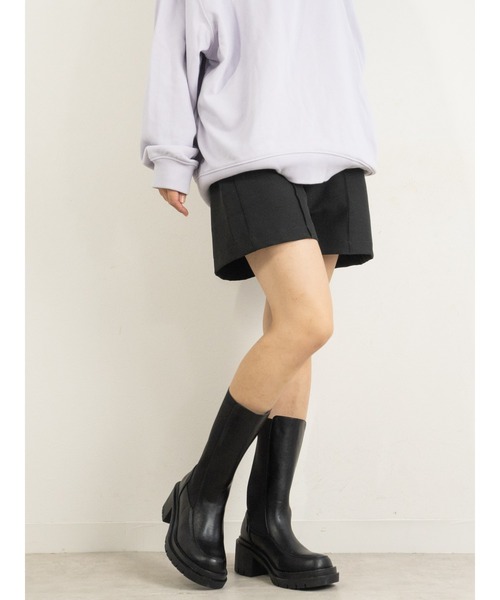 Fabby fabby（ファビィーファビィー）の「サイドゴアブーツ　ミドル丈　厚底ヒール（ブーツ・レディース・ブラック/オフホワイト・SMALL/MEDIUM/LARGE）」の3枚目の写真