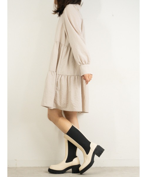 Fabby fabby（ファビィーファビィー）の「サイドゴアブーツ　ミドル丈　厚底ヒール（ブーツ・レディース・ブラック/オフホワイト・SMALL/MEDIUM/LARGE）」の8枚目の写真