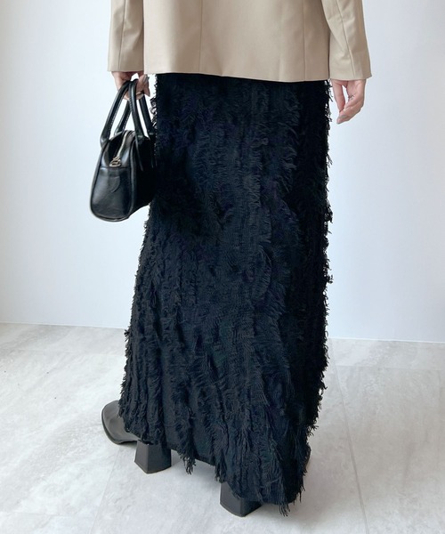 Futier land（フューティアランド）の「MIXフリンジスカート（スカート・レディース・ブラック/グレー/ベージュ・FREE）」の11枚目の写真