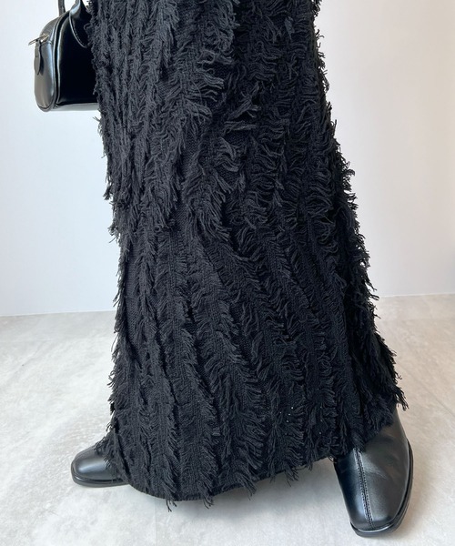 Futier land（フューティアランド）の「MIXフリンジスカート（スカート・レディース・ブラック/グレー/ベージュ・FREE）」の15枚目の写真