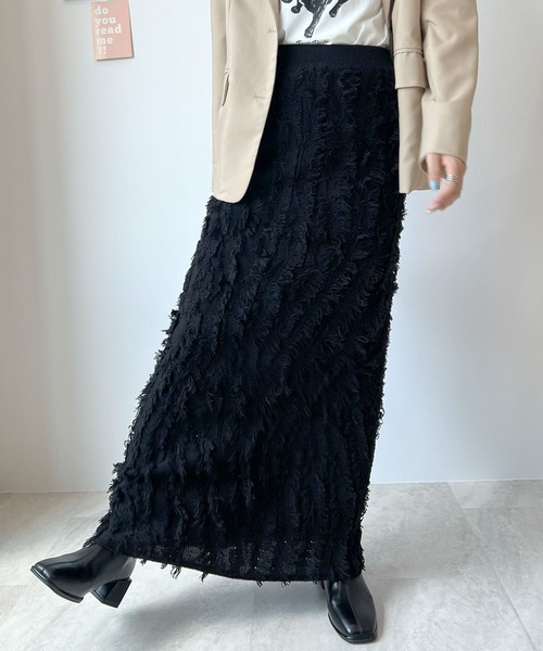 Futier land（フューティアランド）の「MIXフリンジスカート（スカート・レディース・ブラック/グレー/ベージュ・FREE）」の13枚目の写真