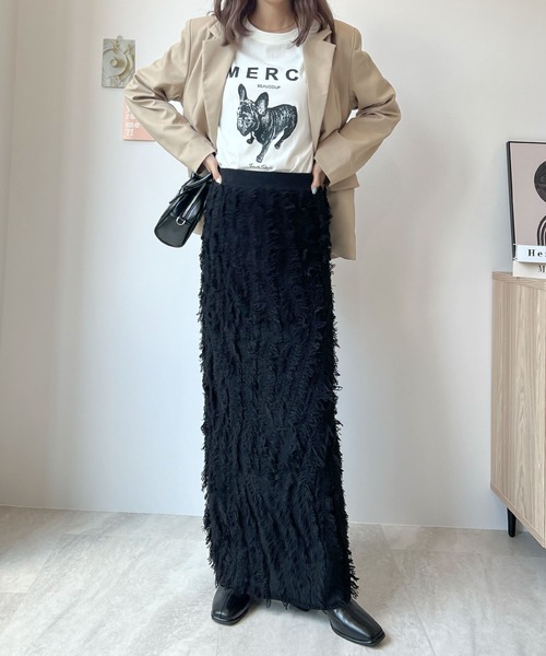 Futier land（フューティアランド）の「MIXフリンジスカート（スカート・レディース・ブラック/グレー/ベージュ・FREE）」の17枚目の写真