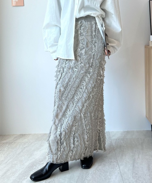 Futier land（フューティアランド）の「MIXフリンジスカート（スカート・レディース・ブラック/グレー/ベージュ・FREE）」の19枚目の写真