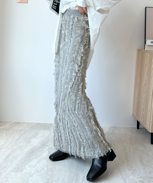 Futier land（フューティアランド）の「MIXフリンジスカート（スカート・レディース・ブラック/グレー/ベージュ・FREE）」の22枚目の写真