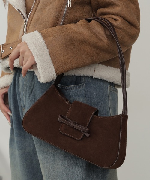 ROOPTOKYO（ループトウキョウ）の「フェイクスエード ミニショルダーバッグ ワンハンドルバッグ（ショルダーバッグ・レディース・ブラウン/ブラック・FREE）」の2枚目の写真