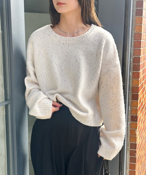 セール】ネップラメクルーネックニット（ニット/セーター）｜select