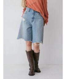 クラッシュデザインデニムハーフパンツ