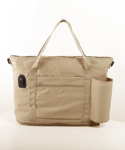 折りたたみ 軽量ボストンバッグ USBポート付き キャリーオン（トラベル