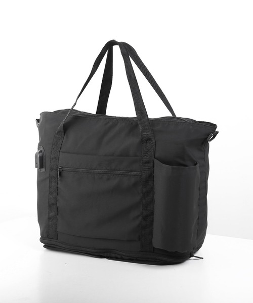 折りたたみ 軽量ボストンバッグ USBポート付き キャリーオン（トラベル