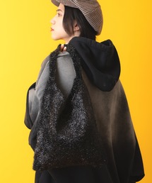 an meets zakka メタリックシャギーファーニットハンドバッグ