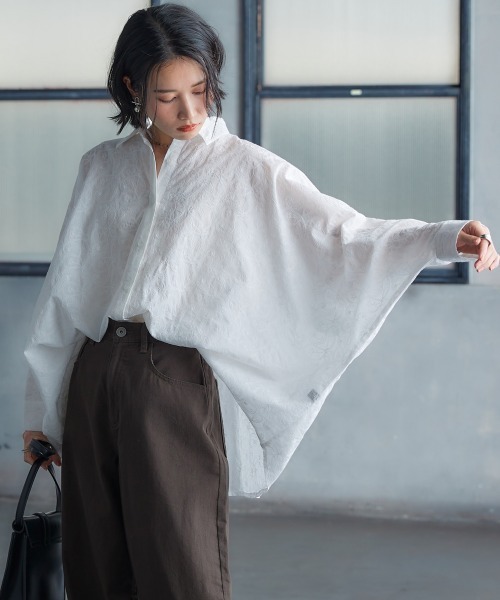 セール】ペイズリー柄刺繍デザインオーバーサイズシャツ