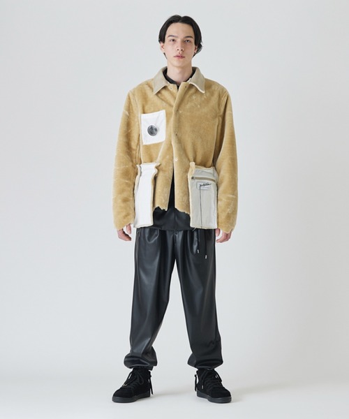 DIET BUTCHER（ダイエットブッチャー）の「DIET BUTCHER/ダイエットブッチャーEcopel sheepskin blouson ムートンブルゾン（ムートンコート・メンズ・ライトベージュ/ブラック・3/2）」の5枚目の写真