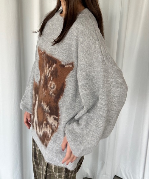 ☆新品☆ 激っ可愛ゎ♪BEAR/ ベア♡【特殊編みジャカード・ニットわんぴー❕】 セール】アニマルジャガードニット（ニット/セーター）｜kutir