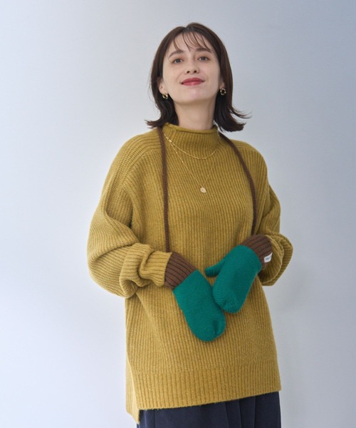 studio CLIP（スタディオクリップ）の「コード付きカラーニットミトン（手袋・レディース・ピンク/グリーン/グレー・FREE）」の6枚目の写真