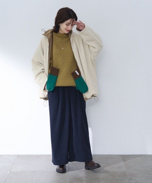 studio CLIP（スタディオクリップ）の「コード付きカラーニットミトン（手袋・レディース・ピンク/グリーン/グレー・FREE）」の11枚目の写真