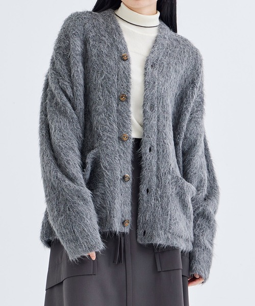 THE INOUE BROTHERS(ザイノウエブラザーズ)の「【THE INOUE BROTHERS/ザイノウエブラザーズ】Suri Cardigan/アルパカウールシャギーニットカーディガン(カーディガン/ボレロ・レディース・グレー・FREE)」の4枚目の写真