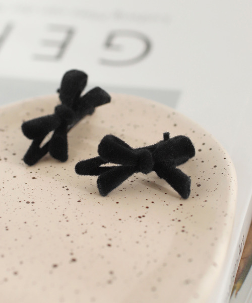 ⓝⓔⓦ【フロッキー小花リボン】ベビーヘアクリップ　キッズヘアクリップ　ヘアゴム ⓝⓔⓦ【フロッキー小花リボン】ベビーヘアクリップキッズヘア