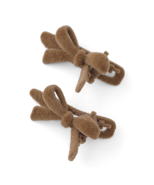 フロッキーリボンミニクリップ[2個セット]（バレッタ/ヘア