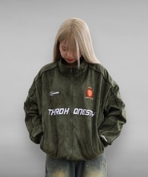 《2サイズ展開　/　UNISEX　》ATMARKスエードトラックジャケット　パイピング　ドローコード付き