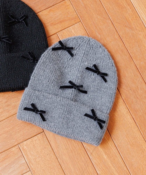 GLOBAL WORK（グローバルワーク）の「洗えるリボンニットワッチ/248348（ニットキャップ/ビーニー・キッズ・グレー/ブラック・FREE）」の5枚目の写真