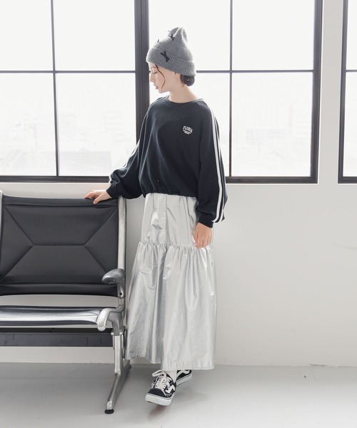 GLOBAL WORK（グローバルワーク）の「洗えるリボンニットワッチ/248348（ニットキャップ/ビーニー・キッズ・グレー/ブラック・FREE）」の7枚目の写真