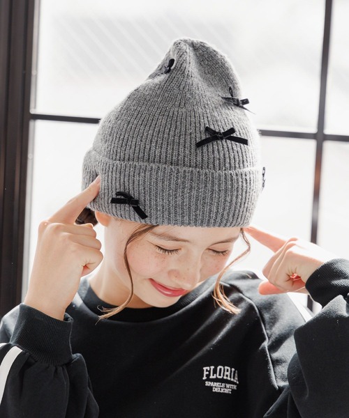 GLOBAL WORK（グローバルワーク）の「洗えるリボンニットワッチ/248348（ニットキャップ/ビーニー・キッズ・グレー/ブラック・FREE）」の12枚目の写真
