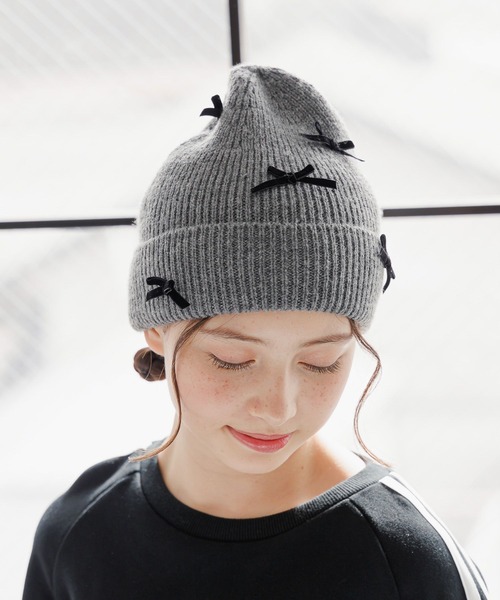 GLOBAL WORK（グローバルワーク）の「洗えるリボンニットワッチ/248348（ニットキャップ/ビーニー・キッズ・グレー/ブラック・FREE）」の14枚目の写真