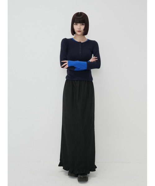 セール】【ZOZO限定】ハーフボタン バイカラー トップス 長袖