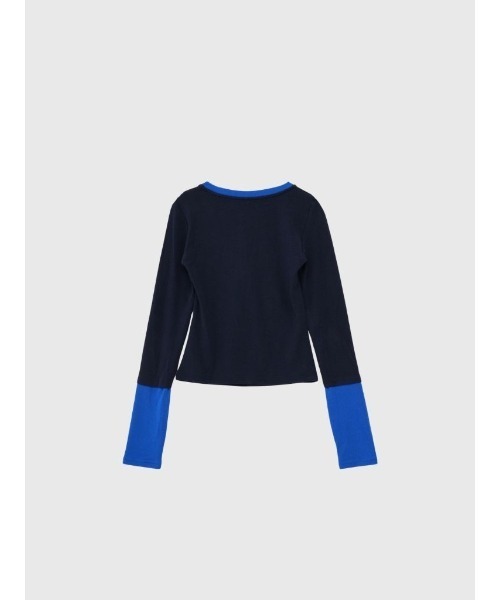 セール】【ZOZO限定】ハーフボタン バイカラー トップス 長袖