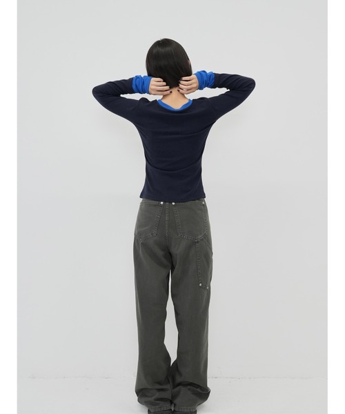 Enewd nina(エニュードニーナ)の「【ZOZO限定】ハーフボタン バイカラー トップス 長袖 カットソー【 秋冬新作 】(Tシャツ/カットソー・レディース・ブルー・FREE)」の9枚目の写真