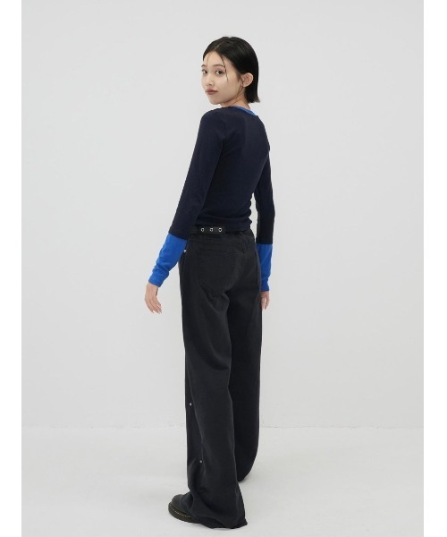 Enewd nina(エニュードニーナ)の「【ZOZO限定】ハーフボタン バイカラー トップス 長袖 カットソー【 秋冬新作 】(Tシャツ/カットソー・レディース・ブルー・FREE)」の7枚目の写真