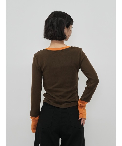 Enewd nina(エニュードニーナ)の「【ZOZO限定】ハーフボタン バイカラー トップス 長袖 カットソー【 秋冬新作 】(Tシャツ/カットソー・レディース・ブルー・FREE)」の18枚目の写真