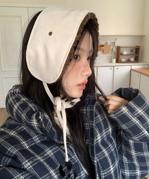 セール】耳当て ボアスエード イヤーマフ もこもこ 紐付き 耳あて