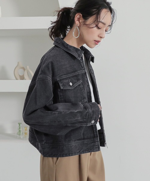 n'OrLABEL（ノアールレーベル）の「ランタンスリーブデニムジップブルゾン（ブルゾン・レディース・ブラック/ブルー・1/2）」の13枚目の写真