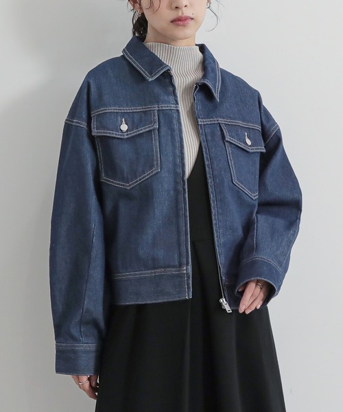 n'OrLABEL（ノアールレーベル）の「ランタンスリーブデニムジップブルゾン（ブルゾン・レディース・ブラック/ブルー・1/2）」の11枚目の写真