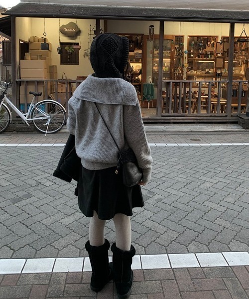 anyonemore(エニワンモア)の「ニューアプレッツバラクラバフードニット帽(ニットキャップ/ビーニー・レディース・ブラック・FREE)」の16枚目の写真