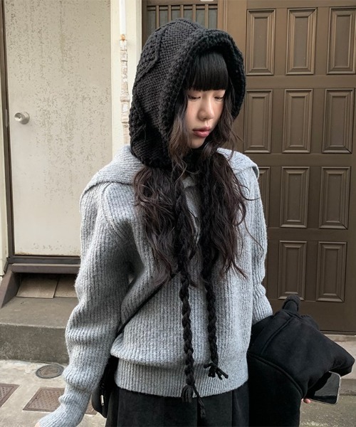 anyonemore(エニワンモア)の「ニューアプレッツバラクラバフードニット帽(ニットキャップ/ビーニー・レディース・ブラック・FREE)」の14枚目の写真