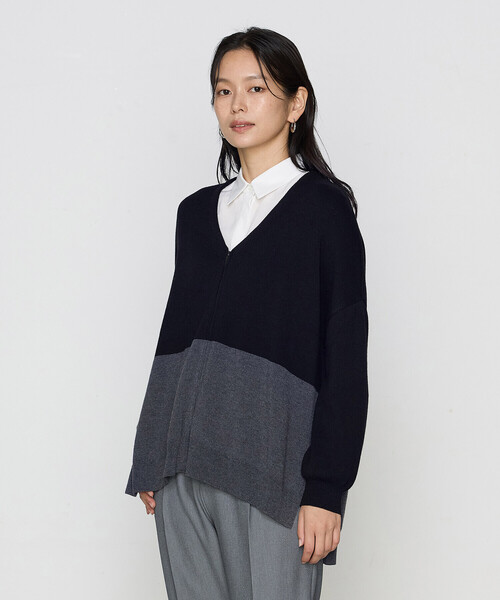 COMME CA（コムサ）の「ウール混ポリエステル カーディガン（カーディガン/ボレロ・レディース・グレー系その他/ブラック系その他・9号）」の6枚目の写真