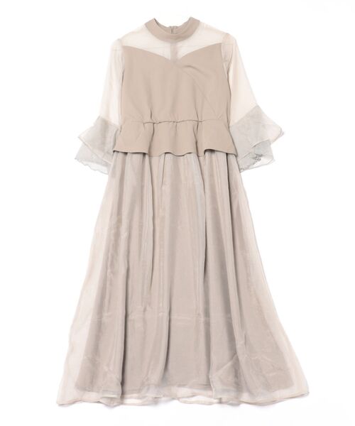 MAISON BREEZE（メゾンブリーズ）の「【MAISON BREEZE】デコルテシアーペプラムフリルワンピース 結婚式 二次会 成人式 謝恩会 パーティー フォーマル オケージョン セレモニー trc（ワンピース・レディース・ブラック/グレイッシュベージュ/チャコールグレー・FREE）」の3枚目の写真