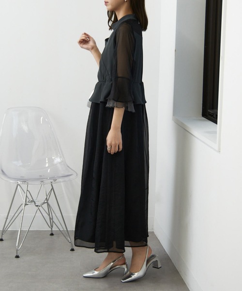 MAISON BREEZE（メゾンブリーズ）の「【MAISON BREEZE】デコルテシアーペプラムフリルワンピース 結婚式 二次会 成人式 謝恩会 パーティー フォーマル オケージョン セレモニー trc（ワンピース・レディース・ブラック/グレイッシュベージュ/チャコールグレー・FREE）」の11枚目の写真