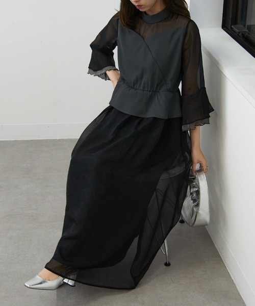 MAISON BREEZE（メゾンブリーズ）の「【MAISON BREEZE】デコルテシアーペプラムフリルワンピース 結婚式 二次会 成人式 謝恩会 パーティー フォーマル オケージョン セレモニー trc（ワンピース・レディース・ブラック/グレイッシュベージュ/チャコールグレー・FREE）」の14枚目の写真