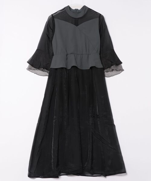 MAISON BREEZE（メゾンブリーズ）の「【MAISON BREEZE】デコルテシアーペプラムフリルワンピース 結婚式 二次会 成人式 謝恩会 パーティー フォーマル オケージョン セレモニー trc（ワンピース・レディース・ブラック/グレイッシュベージュ/チャコールグレー・FREE）」の7枚目の写真