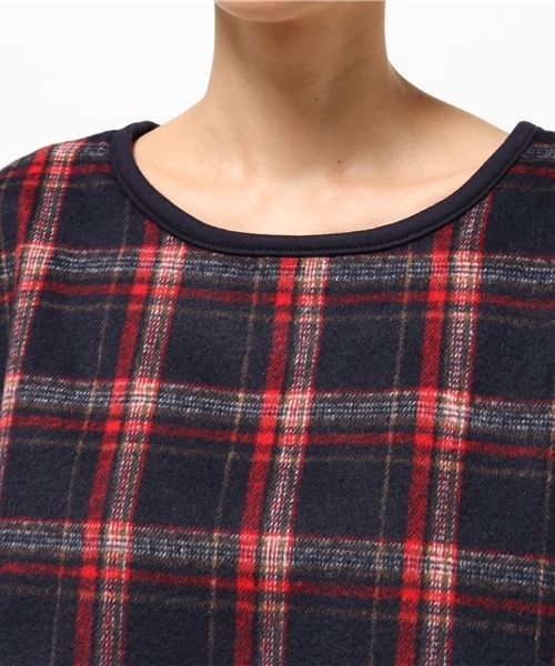 OUTLET（アウトレット）の「【CAPRICIEUX LE'MAGE】チェック切替クロップドPO（Tシャツ/カットソー・レディース・カーキ/ネイビー・FREE）」の6枚目の写真
