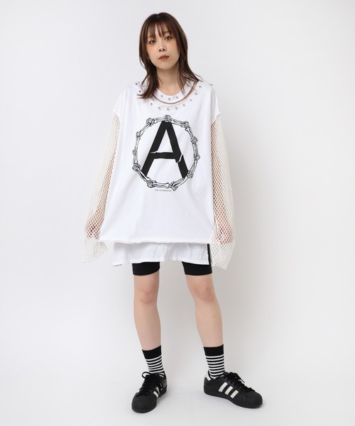 RNA(アールエヌエー)の「M2401 メッシュスリーブスタッズロンT(Tシャツ/カットソー・レディース・ピンク/ホワイト/ブラック・MEDIUM)」の13枚目の写真