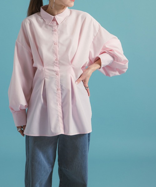 bohmal（ボマール）の「ウエストタックシャツ（シャツ/ブラウス・レディース・チャコールグレー/オフホワイト/ピンク/ブルー・FREE）」の10枚目の写真