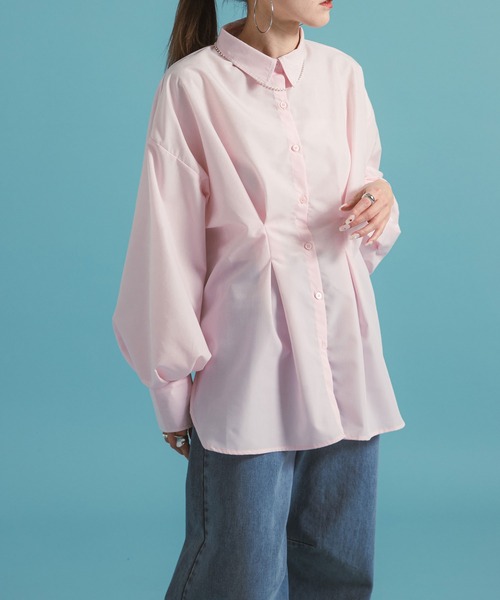 bohmal（ボマール）の「ウエストタックシャツ（シャツ/ブラウス・レディース・チャコールグレー/オフホワイト/ピンク/ブルー・FREE）」の12枚目の写真