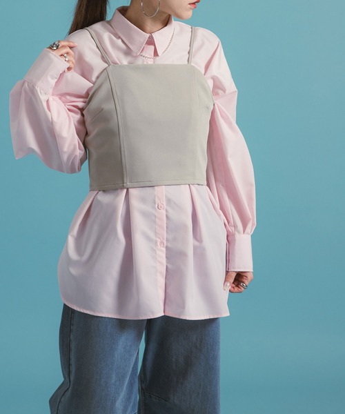 bohmal（ボマール）の「ウエストタックシャツ（シャツ/ブラウス・レディース・チャコールグレー/オフホワイト/ピンク/ブルー・FREE）」の13枚目の写真